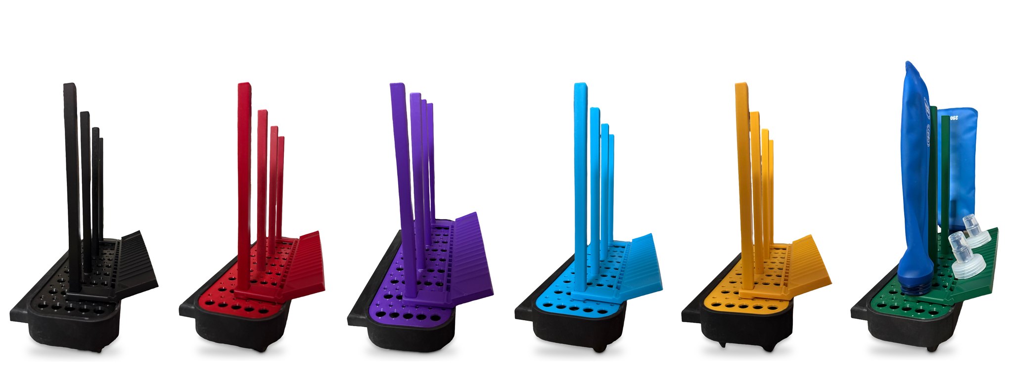 Große ATI Design Trockner mit der Ablage für Verschlüsse in Schwarz, Rot, Violett, Blau, Gelb und Grün